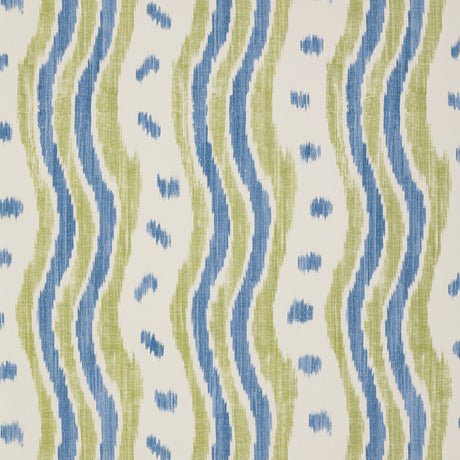 LEE JOFA PBFC-3531.523.0 IKAT STRIPE WP BLUE/LIME Wallpaper - Eade's Wallpaper
