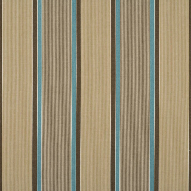 BAKER LIFESTYLE PF50275.3.0 CASSON STRIPE AQUA/BEIGE Fabric - Eade's Wallpaper