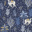 PrintFresh PFS4808 Navy Camel's Courtyard Peel and Stick Wal