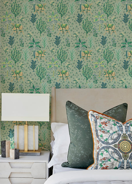 PrintFresh PFS4809 Avocado Camel's Courtyard Peel & Stick Wallpaper