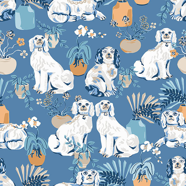 PrintFresh PFS4810 Cerulean Good Dog Peel and Stick Wallpape