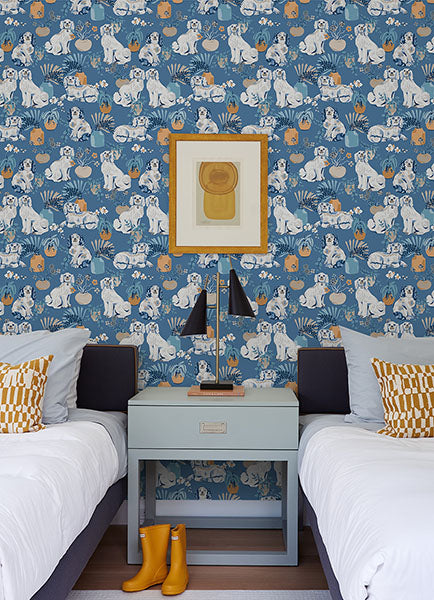 PrintFresh PFS4810 Cerulean Good Dog Peel and Stick Wallpape