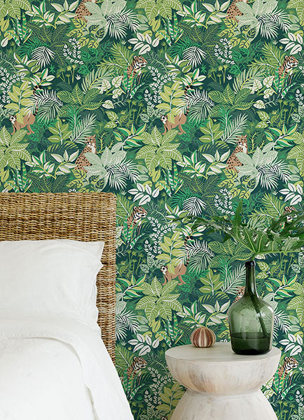 PrintFresh PFS4813 Sage Tropical Oasis Peel and Stick Wallpa