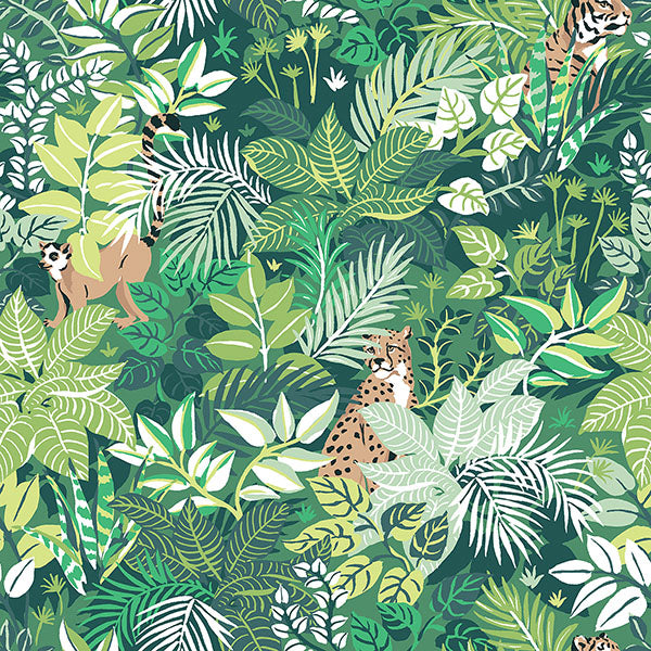 PrintFresh PFS4813 Sage Tropical Oasis Peel and Stick Wallpa