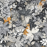 PrintFresh PFS4814 Charcoal Tropical Oasis Peel and Stick Wa