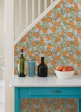 PrintFresh PFS4818 Sky Blue Orange Grove Peel and Stick Wall