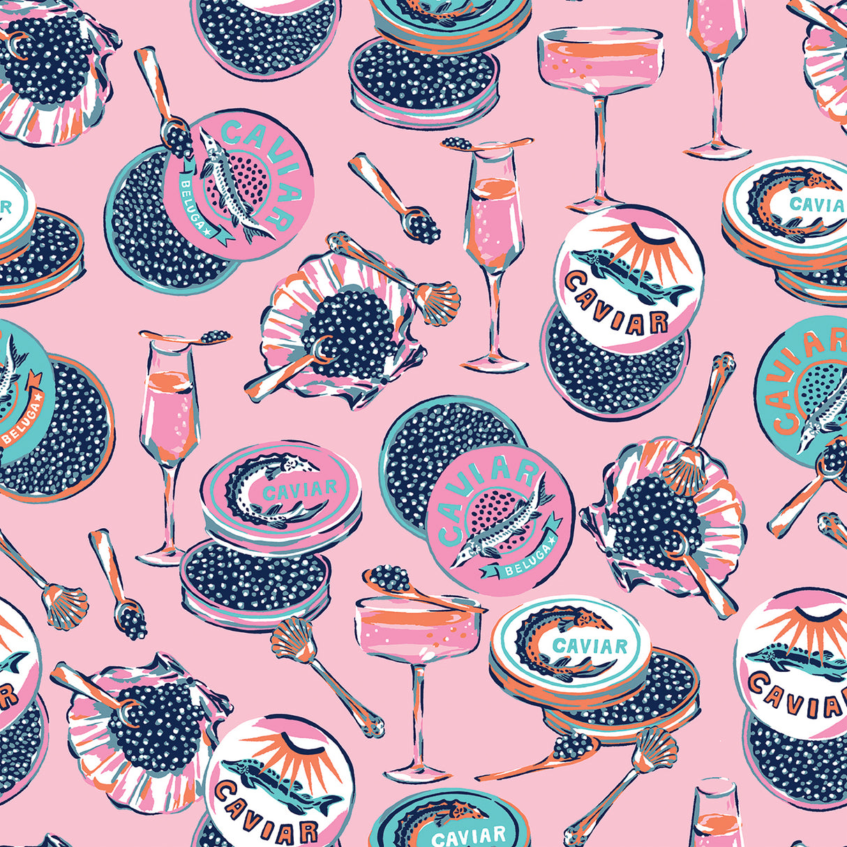 PrintFresh PFS6556 Champagne and Caviar Pink Peel and Stick 