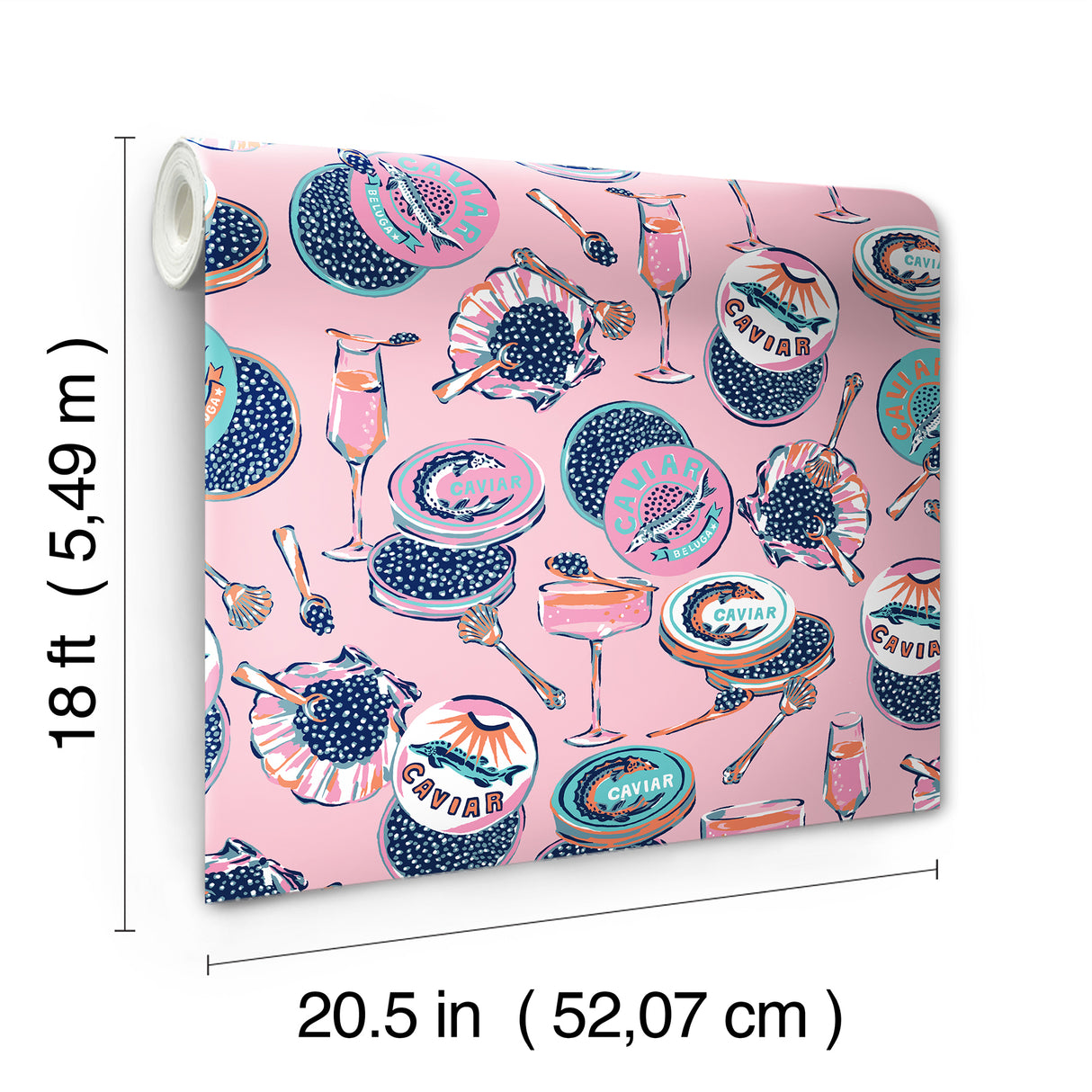 PrintFresh PFS6556 Champagne and Caviar Pink Peel and Stick 