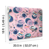 PrintFresh PFS6556 Champagne and Caviar Pink Peel and Stick 