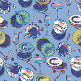 PrintFresh PFS6557 Champagne and Caviar Blue Peel and Stick 
