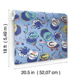 PrintFresh PFS6557 Champagne and Caviar Blue Peel and Stick 