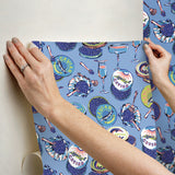 PrintFresh PFS6557 Champagne and Caviar Blue Peel and Stick 