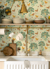 PrintFresh PFS6560 Hen House Butter Yellow Peel and Stick Wa
