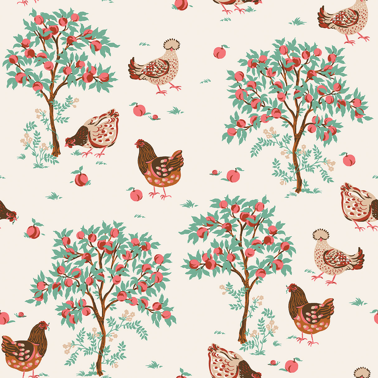 PrintFresh PFS6561 Hen House Linen Peel and Stick Wallpaper