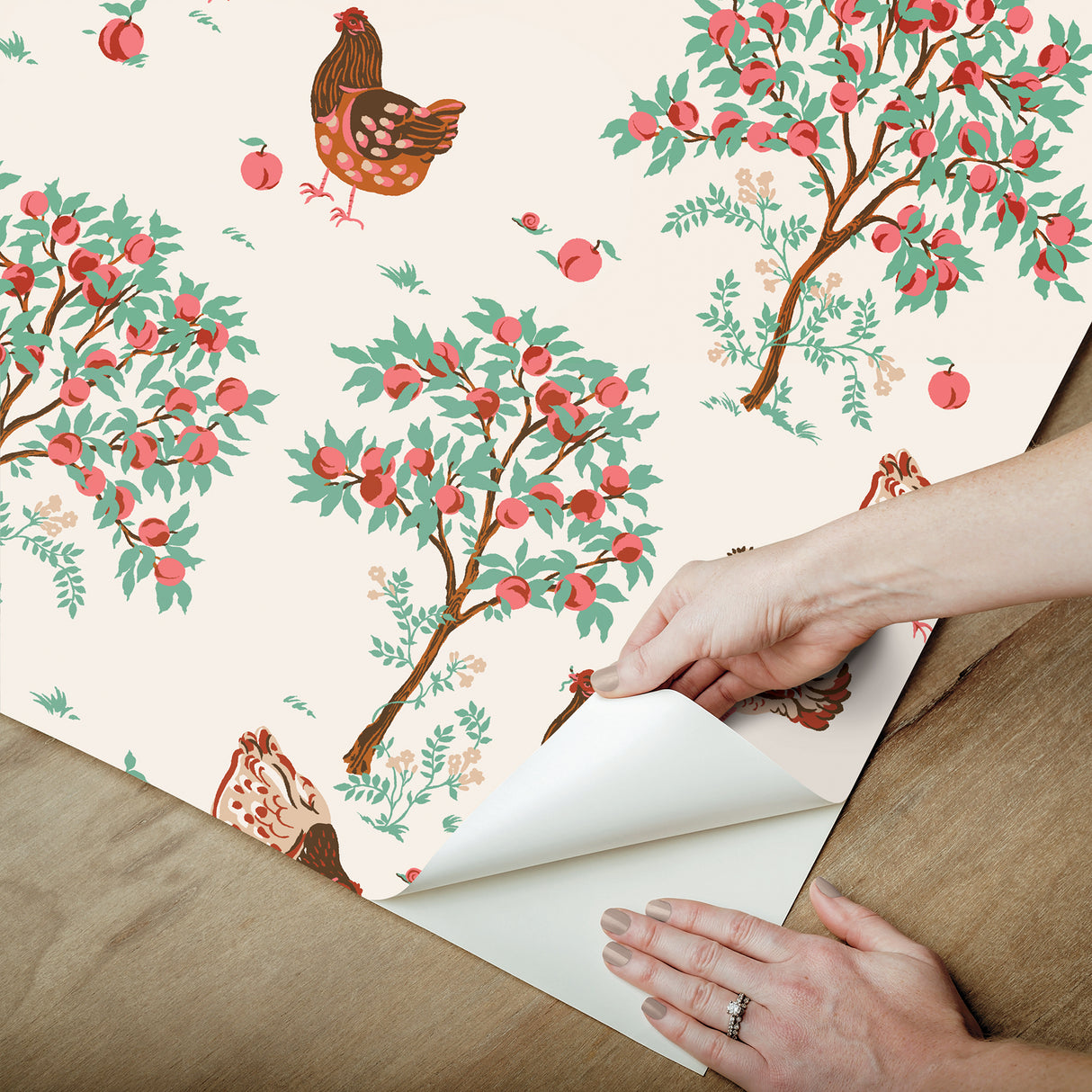 PrintFresh PFS6561 Hen House Linen Peel and Stick Wallpaper