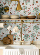 PrintFresh PFS6561 Hen House Linen Peel and Stick Wallpaper