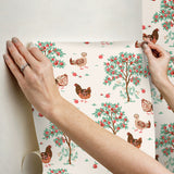 PrintFresh PFS6561 Hen House Linen Peel and Stick Wallpaper