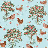 PrintFresh PFS6562 Hen House Aqua Peel and Stick Wallpaper