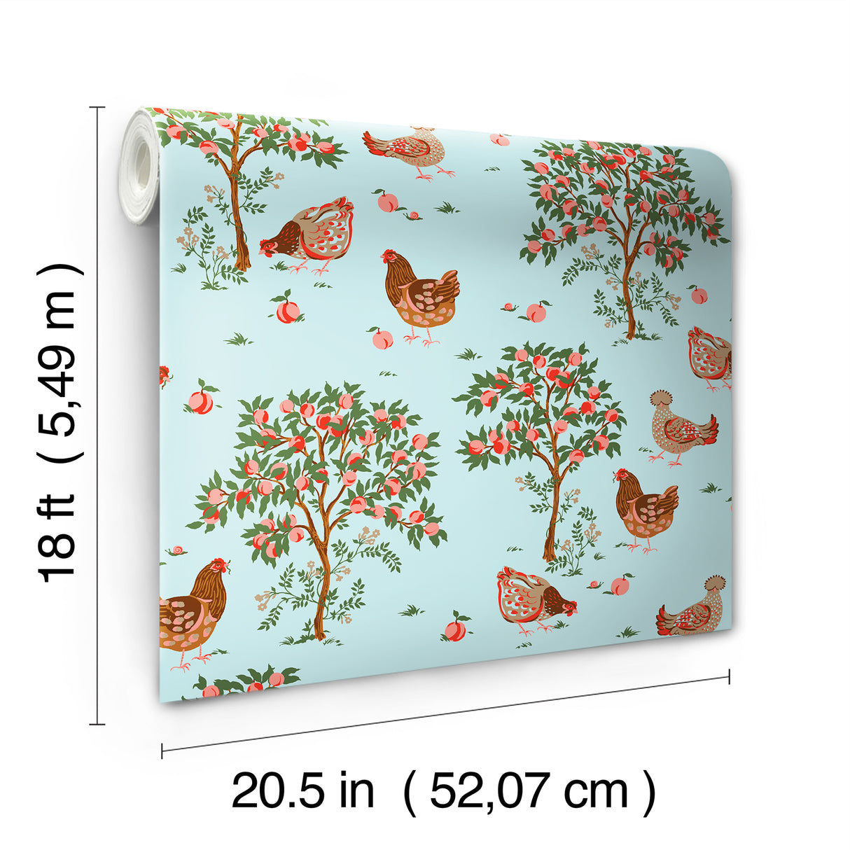 PrintFresh PFS6562 Hen House Aqua Peel and Stick Wallpaper