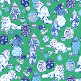 PrintFresh PFS6563 Fancy Cats Green Peel and Stick Wallpaper