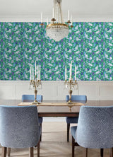 PrintFresh PFS6563 Fancy Cats Green Peel and Stick Wallpaper