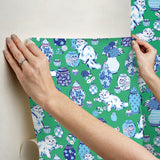 PrintFresh PFS6563 Fancy Cats Green Peel and Stick Wallpaper