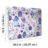 PrintFresh PFS6564 Fancy Cats Pink Peel and Stick Wallpaper