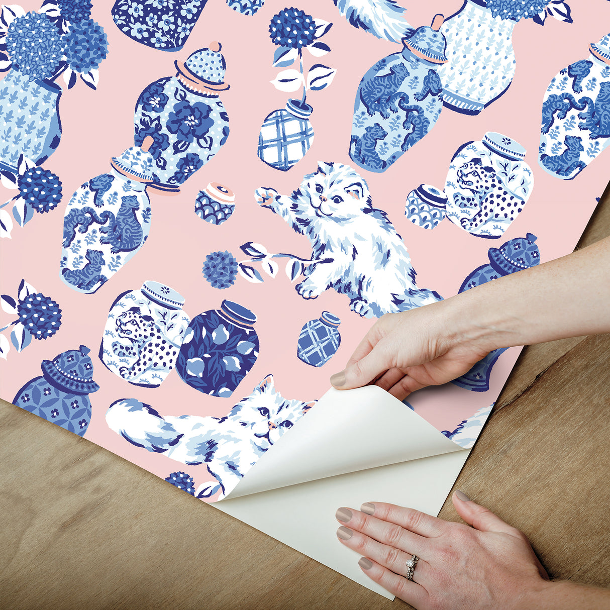 PrintFresh PFS6564 Fancy Cats Pink Peel and Stick Wallpaper