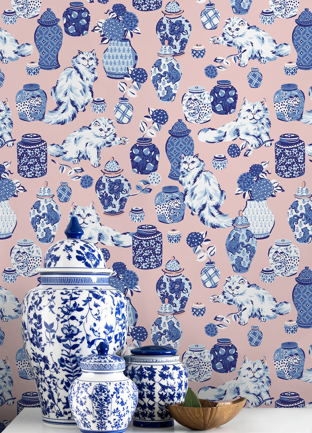 PrintFresh PFS6564 Fancy Cats Pink Peel and Stick Wallpaper