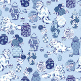 PrintFresh PFS6565 Fancy Cats Blue Peel and Stick Wallpaper