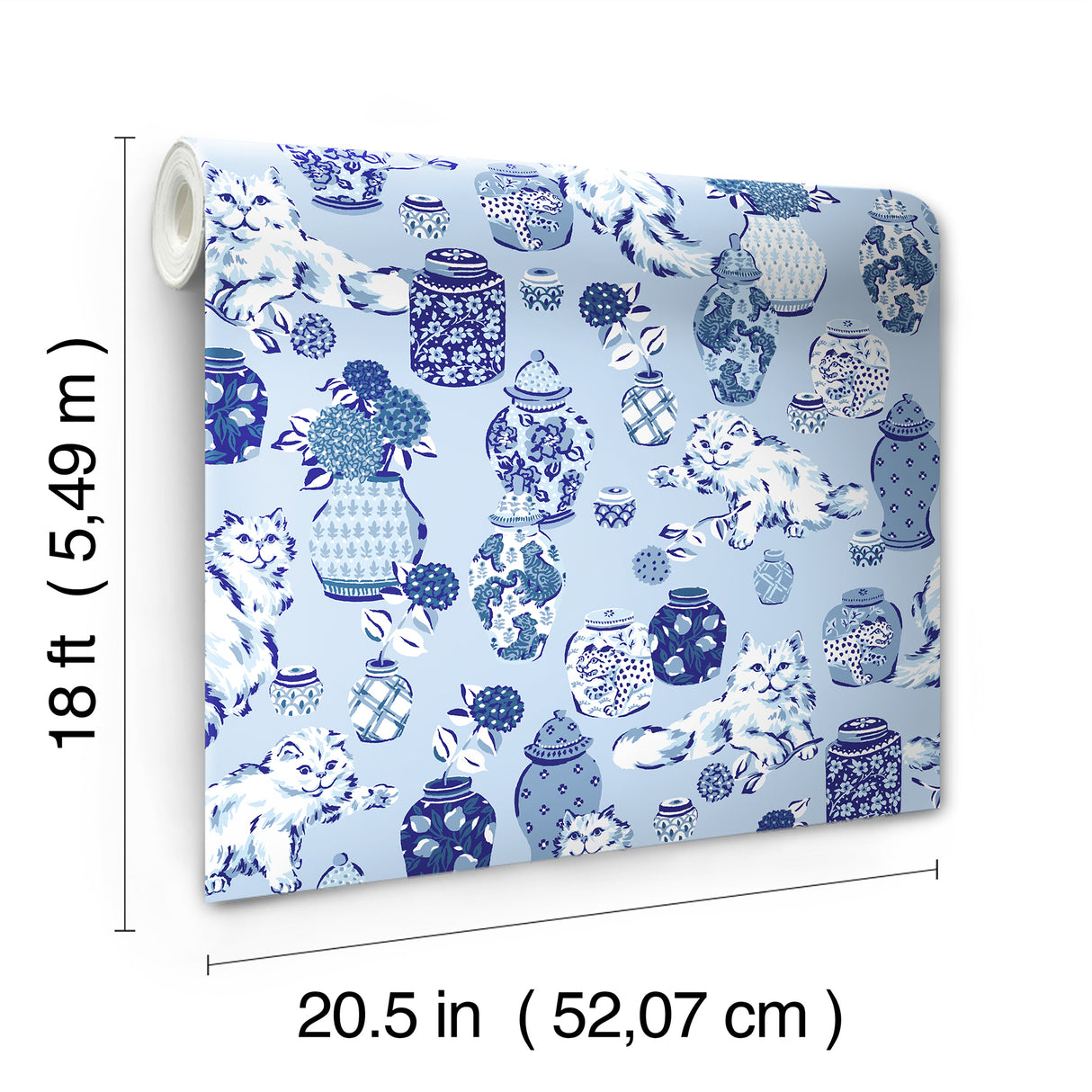 PrintFresh PFS6565 Fancy Cats Blue Peel and Stick Wallpaper