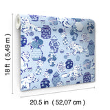 PrintFresh PFS6565 Fancy Cats Blue Peel and Stick Wallpaper