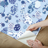PrintFresh PFS6565 Fancy Cats Blue Peel and Stick Wallpaper