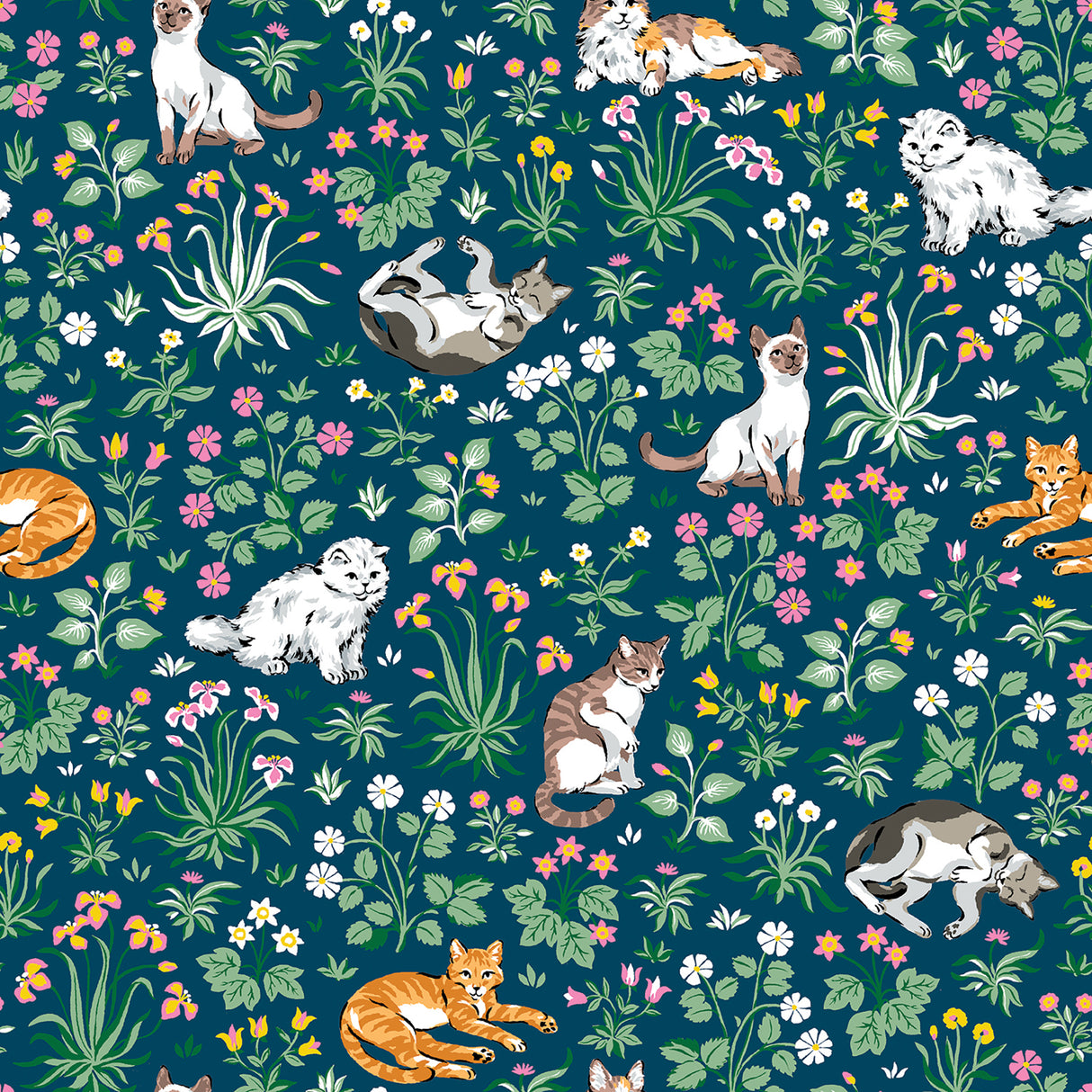 PrintFresh PFS6566 Must Love Cats Indigo Peel and Stick Wall