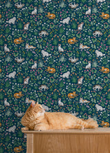 PrintFresh PFS6566 Must Love Cats Indigo Peel and Stick Wall