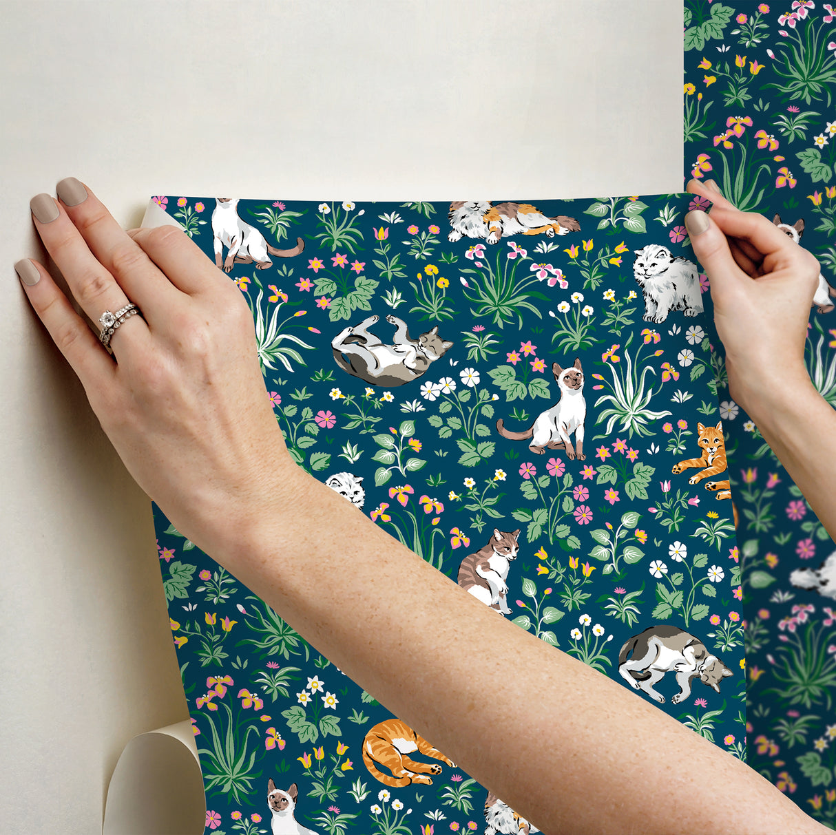 PrintFresh PFS6566 Must Love Cats Indigo Peel and Stick Wall