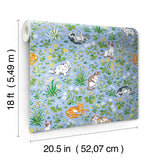 PrintFresh PFS6567 Must Love Cats Blue Peel and Stick Wallpa