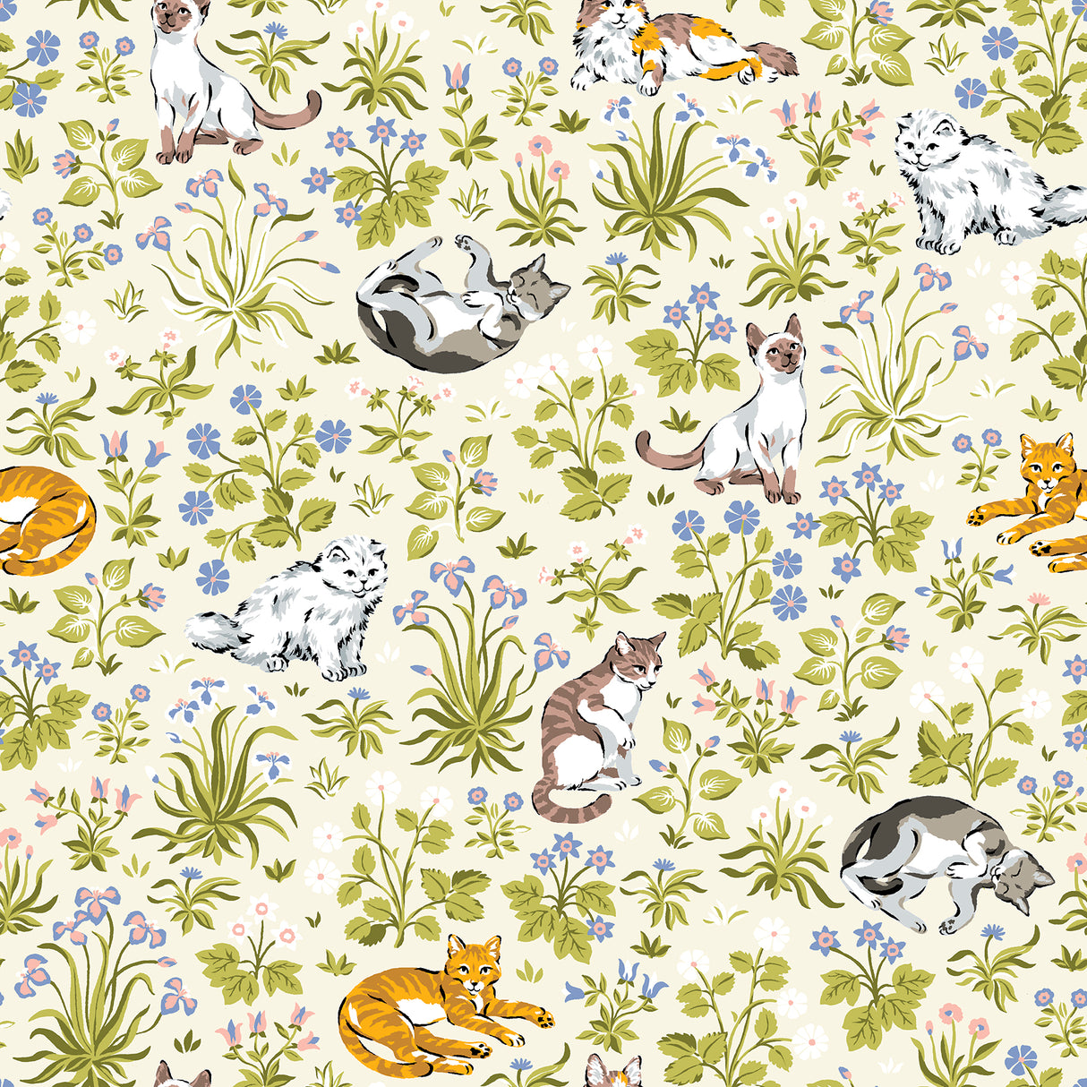 PrintFresh PFS6568 Must Love Cats Linen Peel and Stick Wallp