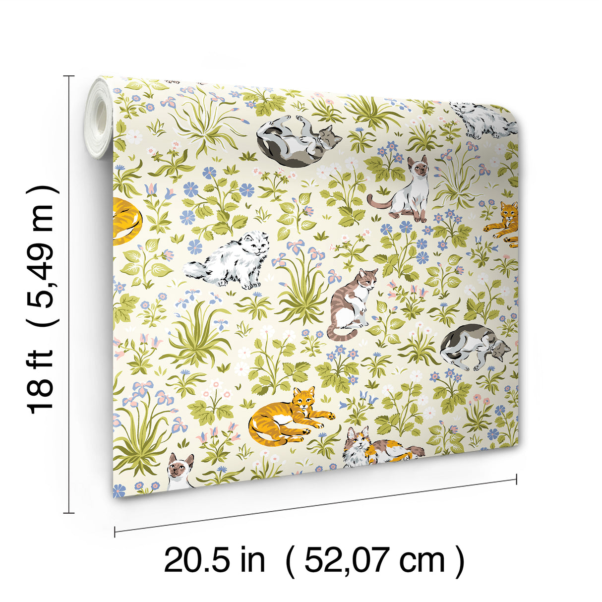 PrintFresh PFS6568 Must Love Cats Linen Peel and Stick Wallp