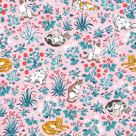PrintFresh PFS6569 Must Love Cats Pink Peel and Stick Wallpa