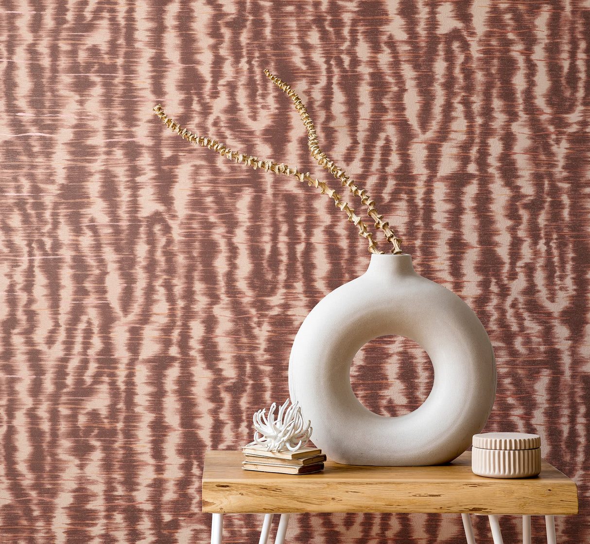 Fine Decor PK333444 Hartmann Burgundy Stripe Texture Wallpaper