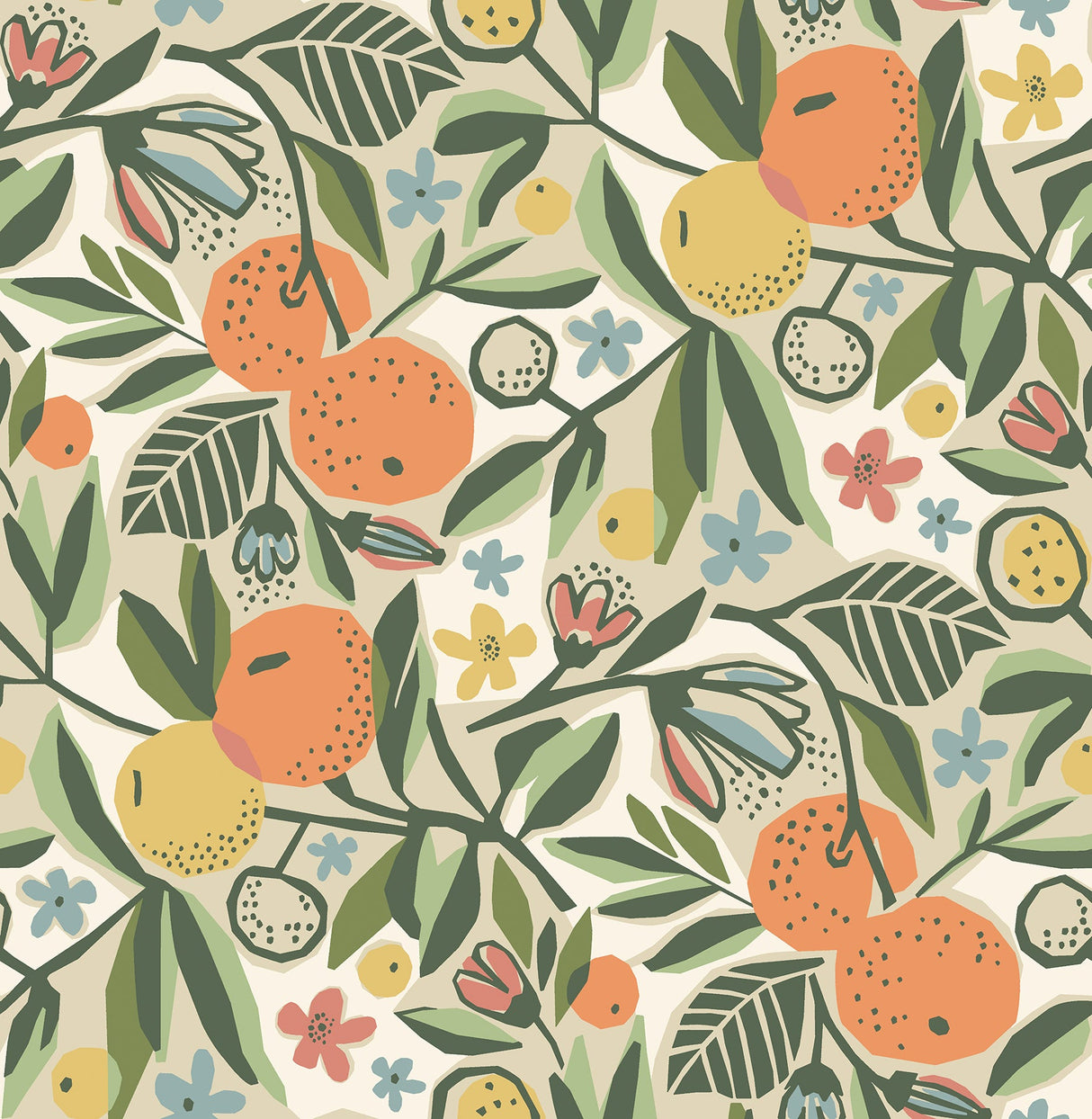 Pip & Lo PLS4200 Ochre Clementine Garden Peel & Stick Wallpaper