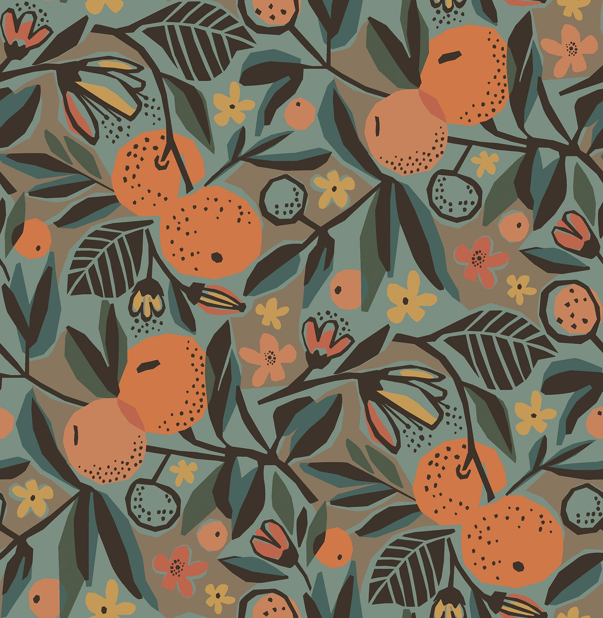 Pip & Lo PLS4201 Teal Clementine Garden Peel & Stick Wallpaper