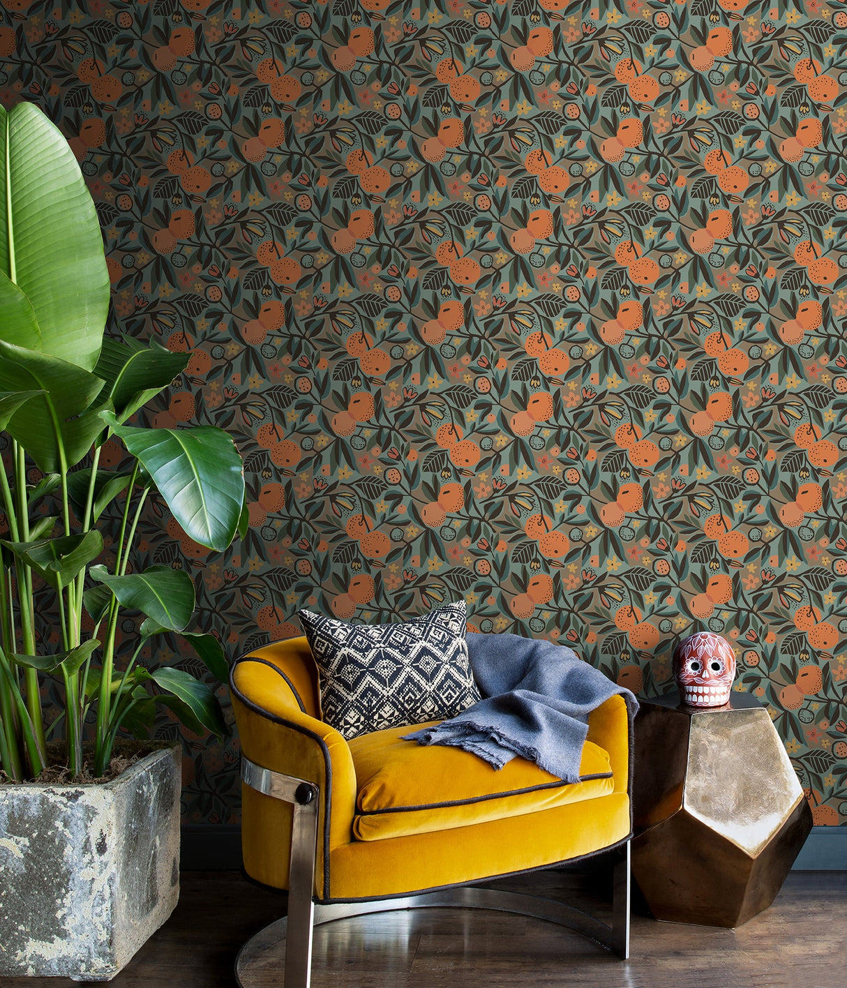 Pip & Lo PLS4201 Teal Clementine Garden Peel & Stick Wallpaper