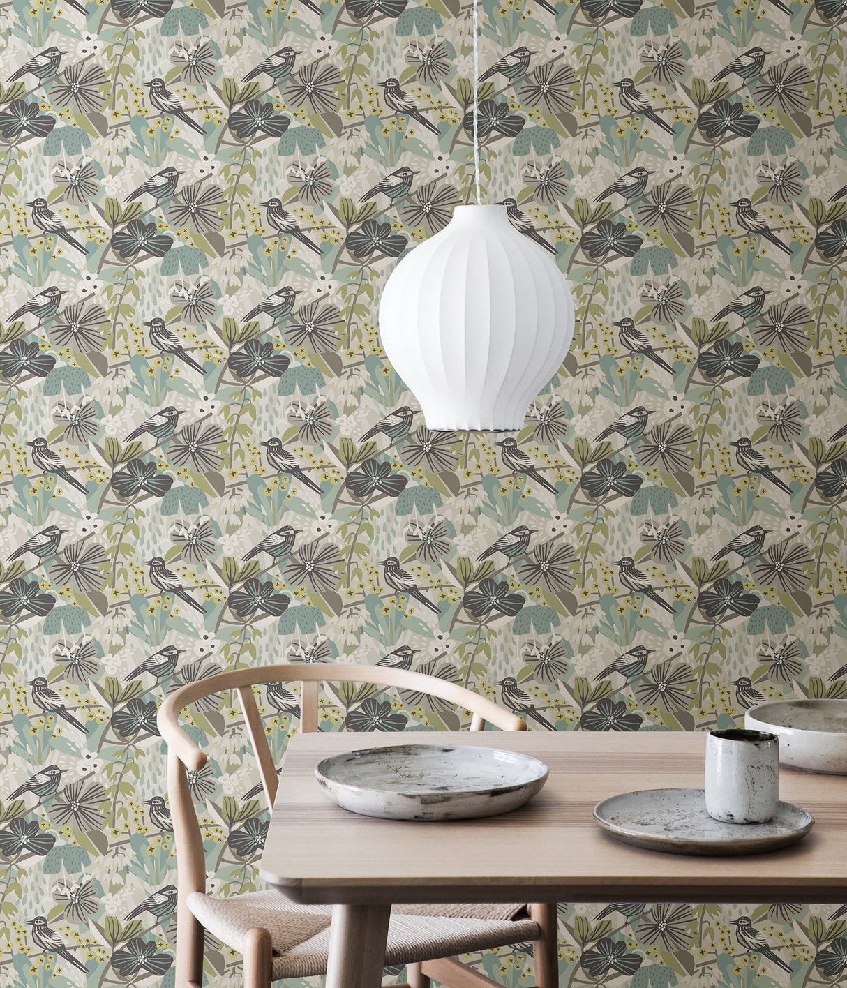 Pip & Lo PLS4215 Grey Aqua Jaybird Peel & Stick Wallpaper