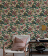 Pip & Lo PLS4216 Teal Pink Jaybird Peel & Stick Wallpaper