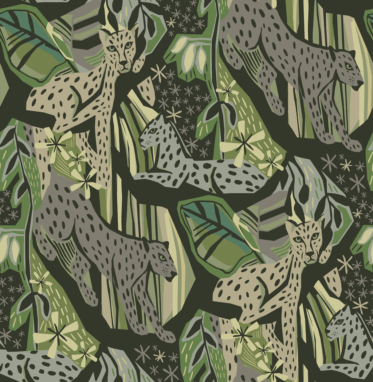 Pip & Lo PLS4219 Greens Cat Nap Peel & Stick Wallpaper