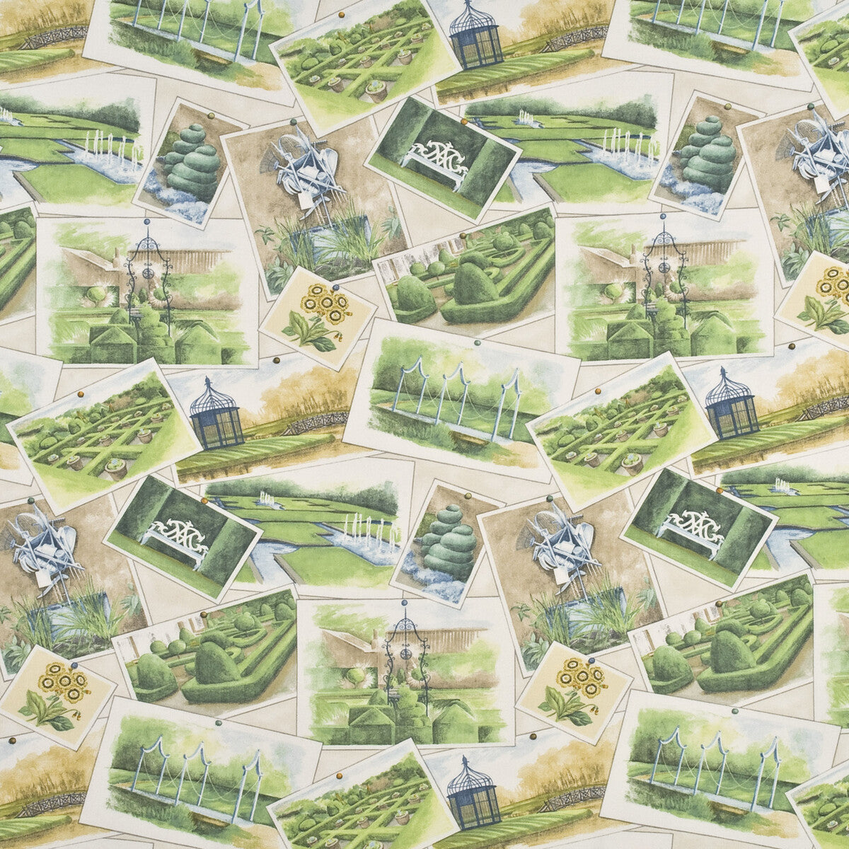 BAKER LIFESTYLE PP50339.3.0 OPERA POSTCARDS IVORY/MULTI Fabric - Eade's Wallpaper
