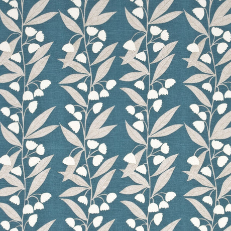 BAKER LIFESTYLE PP50361.3.0 BELL FLOWER TEAL Fabric - Eade's Wallpaper