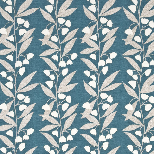 BAKER LIFESTYLE PP50361.3.0 BELL FLOWER TEAL Fabric - Eade's Wallpaper